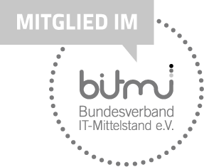 Logo BITMi Mitglied in Bundesverband IT-Mittelstand e. V. in Grau